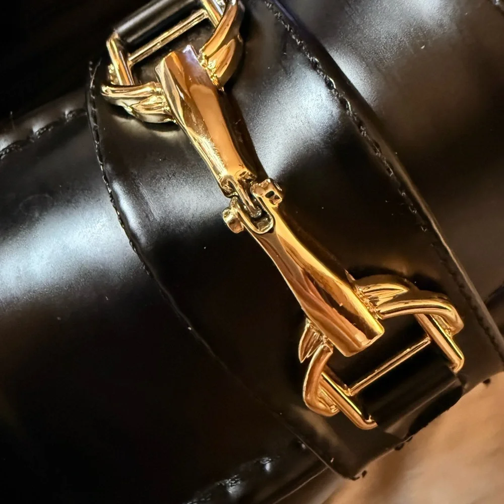 ASOS Black Loafers with Gold Buckle - Picture 8 of 9